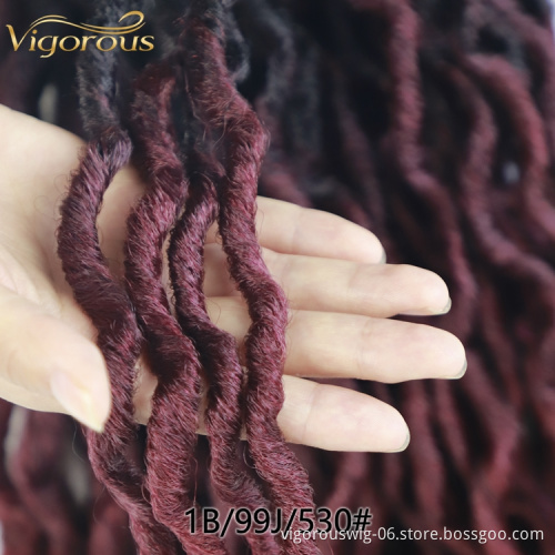 Vigorous custom label wholesale synthetic ombre pre stretched curly hair extensions gypsy faux locs crochet braiding hair